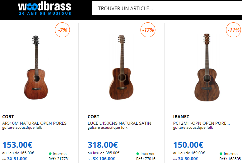 categorie guitare acoustique woodbrass avis